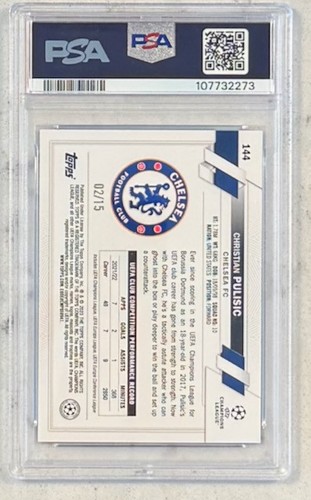 2022-23 Topps Jade Ed. UEFA CC #144 Christian Pulisic Lavender Jade 02/15 PSA 9 - Picture 2 of 2