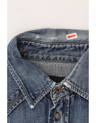 DIESEL Mens Denim Shirt Medium Blue Cotton DM05 - Picture 3 of 4