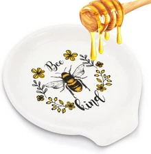 Bee Spoon Rest Kitchen Decoration Queen Bee Ceramic Coffee Spoon Holder Bee Kind