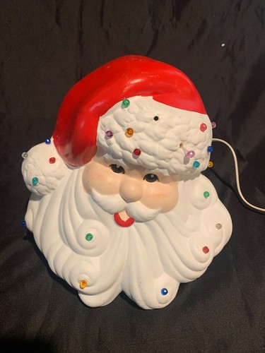 Vintage BJ's Ceramics Lighted Ceramic Santa Claus Head Figurine 9 Inch Tall - Picture 6 of 22