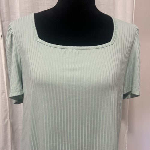 Camicia Cha Vente donna verde mare extra large manica corta collo quadrato - Foto 2 di 6