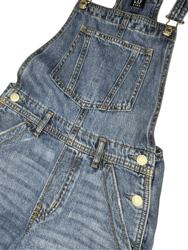 GAP Girl’s 12 Denim Bib Overalls Loose Fit Distressed - Picture 3 of 6