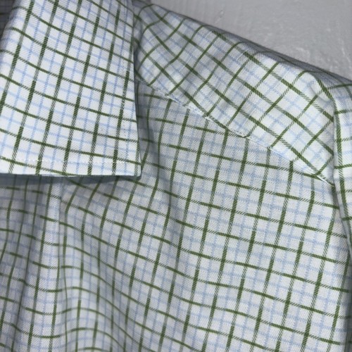 Jack Stone by Thomas Dean LS Dress Shirt, size - XL Green/ Blue Plaid - Picture 6 of 15