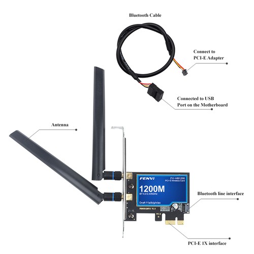 FV-HB1200S PCIE WiFi Adapter BCM94360 WiFi Bluetooth Card for Hackintosh Windows - Afbeelding 5 van 11