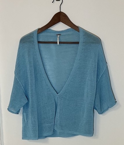 FREE PEOPLE Damen Pullover Strickjacke Gr. Large hellblau - Bild 1 von 6