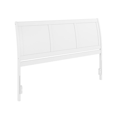 Pemberly Row King Sleigh Contemporary Solid Wood Panel Headboard in White - Picture 2 of 9