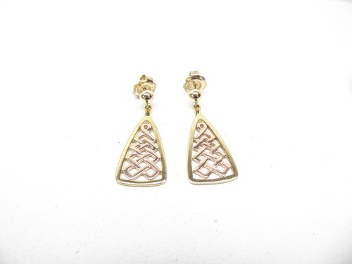 Clogau Gold 9ct Yellow & Rose Gold Lady Guinevere Dangle Drop Earrings - Picture 7 of 7