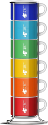 Bialetti Sei Tazzine Impilabili, Multicolore, Porcellana, Multicolore, 9 X 9 X - Foto 7 di 12