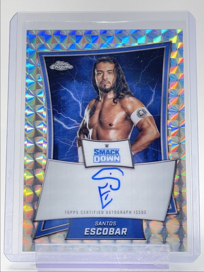 SANTOS ESCOBAR 2025 TOPPS CHROME WWE BLUE BRAND GEOMETRIC AUTO Q4059