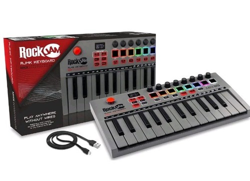 RockJam, Go 25 Key USB and Bluetooth MIDI Keyboard Controller NEW OPEN BOX - Picture 1 of 7