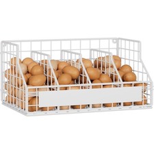Stackable Egg Holder Countertop with 3 Dividers and Labels Wall Mounted White