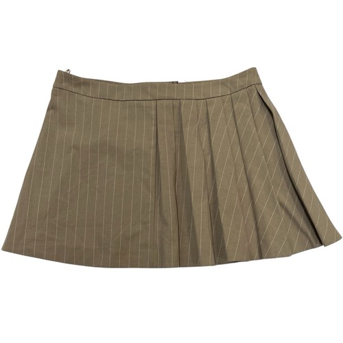Zara Y2K Rock Damen M hellbraun Nadelstreifen Karton Plissee Micro Mini Academia - Bild 2 von 8