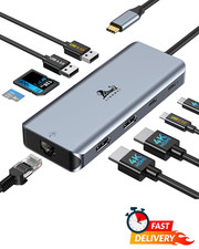 9 in 1 USB C Laptop Docking Station Dual HDMI 100W PD Ethernet Audio Hub