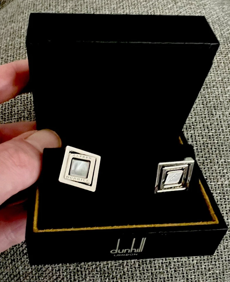 ALFRED DUNHILL GEMELOS LUJO REGALO PERLA ORIGINALES NUEVOS EN CAJA Foto 2 de 4