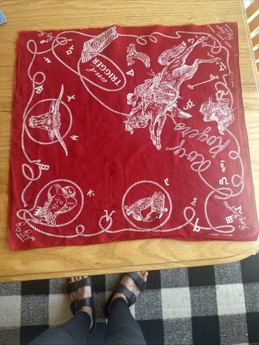VINTAGE ROY ROGERS & TRIGGER ROTES TASCHENTUCH BANDANA 17 ZOLL
