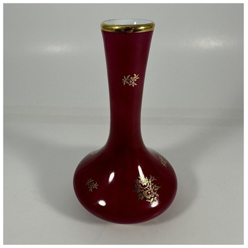 Limoges Frankreich kleine Knospenvase runder Sockel rot umwerbendes Paar - Bild 2 von 11
