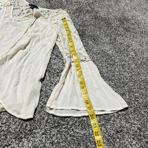 American Eagle Outfitters Cream Viscose Lace Flower Peasant Boho Flowy XS - Picture 3 of 9