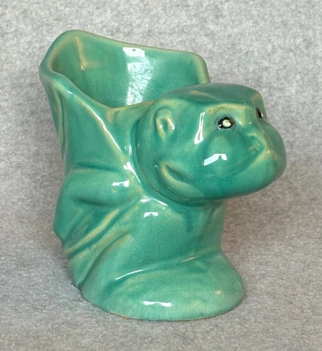 Weller Pottery Cactus Line monkey w/ basket planter 4" VG-EX Early 1930's