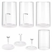 3 Set Clear Doll Stands with Acrylic Display Cases for 4-7 Inches Dolls ,Prot...