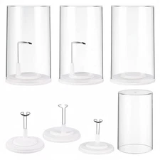 3 Set Clear Doll Stands with Acrylic Display Cases for 4-7 Inches Dolls ,Prot...