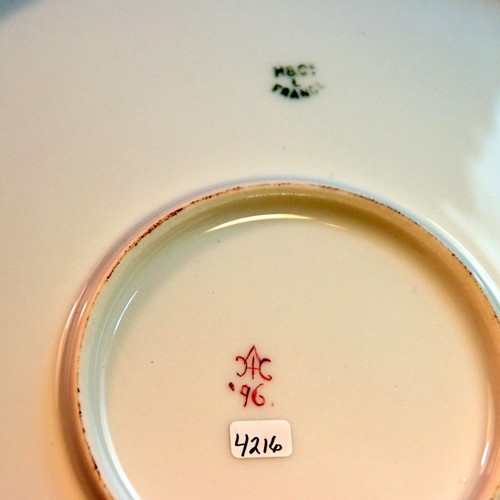 Haviland & Co Plate 13 3/8" Orchids Strap Leaves Raised Gold 1896 Hand Painted - Picture 14 of 15