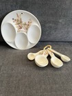 Vintage 80s M&S Harvest Spoon Rest And Measuring Spoons