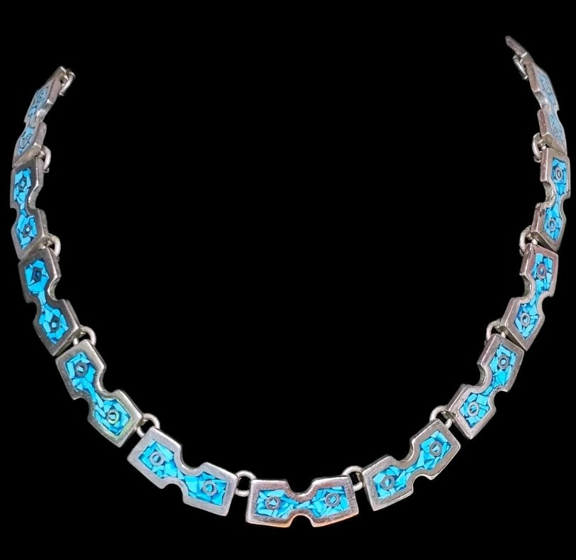 One Of The Best Ever Taxco Mexican Turquoise Sterling Silver Bracelet One Of The Best Ever Taxco Mexican Turquoise Sterling Silver Bracelet