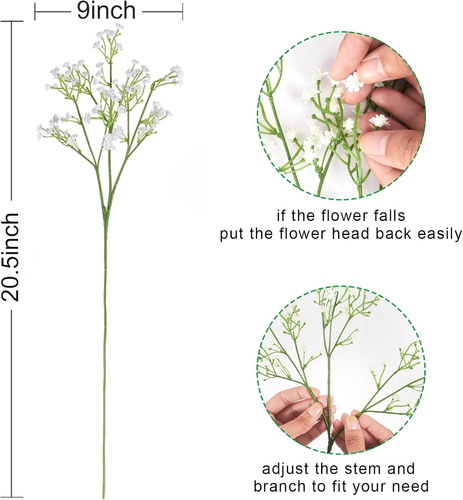 DEEMEI 6 PCS Babys Breath Artificial Flowers Fake 6pcs, 6white - Picture 5 of 6