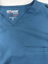 Grey's Anatomy by Barco Spandex Stretch Men 3 Pocket V-Neck Scrub Top Sz XL Tea