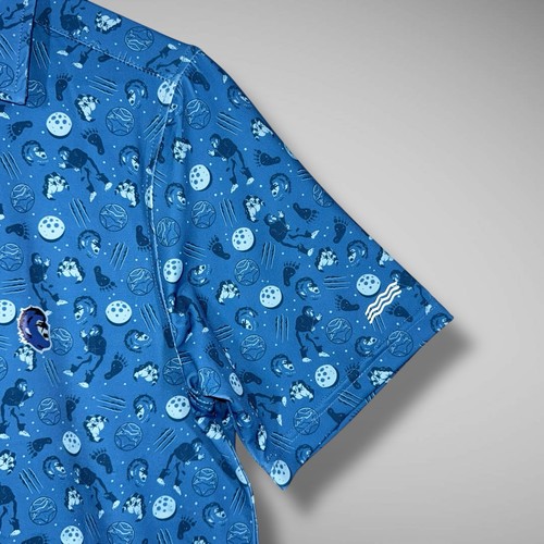 RSVLTS Breakfast Balls Polo Shirt Mens XS Universal Monsters Blue Golf NWT NEW - Picture 4 of 12