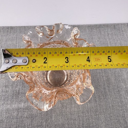 Vintage Fenton rosa Glas Rautenmuster geraffter Rand 4-1/4" Rose sehr schön! - Bild 9 von 9