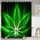 Green Marijuana Leaf Fabric Shower Curtain 69x70 Inch