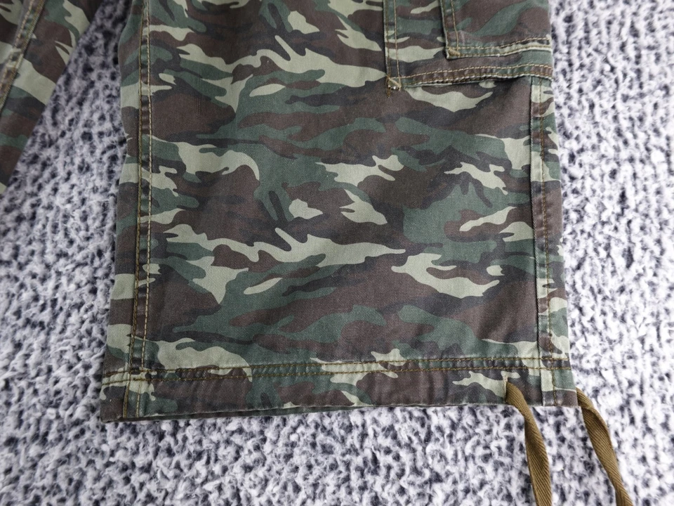 Pantalones Cortos Carga Rocawear De Colección Para Hombres 38 Verde Camuflaje Militar Paracaidista Rap Patinador Foto 4 de 4