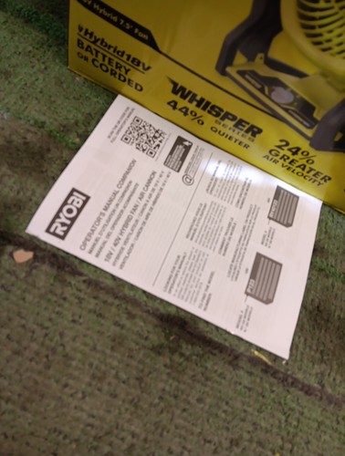RYOBI 18V ONE+ 7-1/2" Hybrid WHISPER Fan Cordless- Tool Only PCL811B, Used *READ - Picture 2 of 11