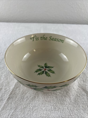LENOX Holiday Berry & Holly 7" Servizio Ciotola 'È LA STAGIONE" Bordo Oro - Foto 7 di 7