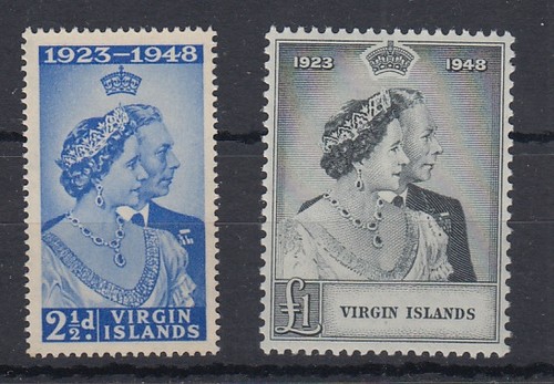 Virgin islands 1949 Silver Wedding Set MH / MNH ( £1 is MNH) SG 124- 125