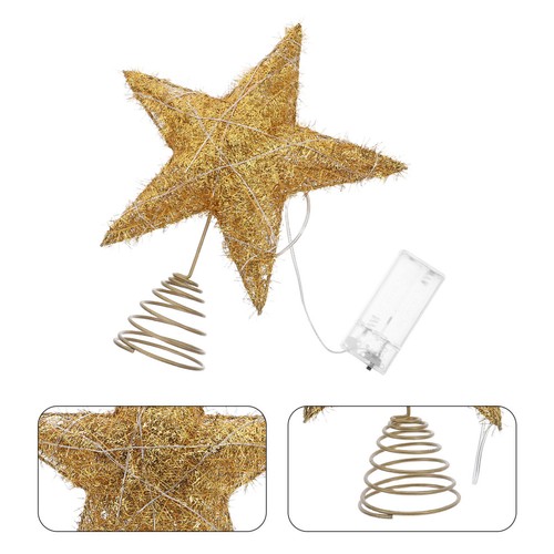  Golden Star Christbaumspitze - warm beleuchteter LED fünfzackiger Metallbaum - Bild 3 von 10