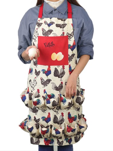 Egg-Apron for Women - Fresh Chicken Eggs Collecting Apron with 15 Pockets - Picture 4 of 7