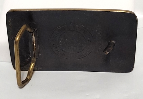 VINTAGE - RARE - BRASS BRIDGESTONE 1983 BTS BELT BUCKLE, USA, 3 1/2" x 2 1/8" - Picture 4 of 5
