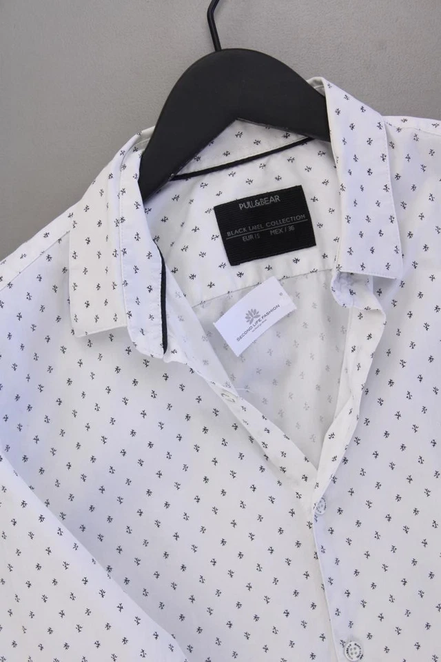 ✨ Pull&Bear camicetta per uomo taglia 46, S bianco di cotone ✨ - Immagine 2 di 4