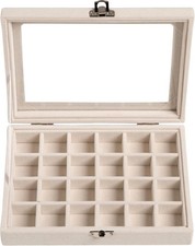 24 Grid Jewelry Tray Velvet Stud Earring Organizer with Clear Lid Ring Holder