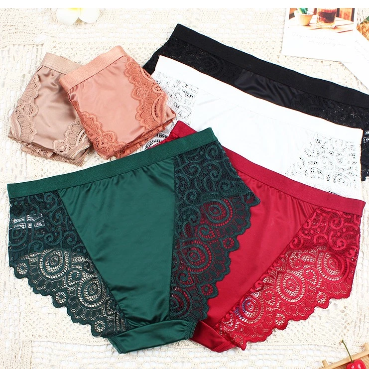 3 Pack Lot Sexy Womens Lace Satin Panties Underwear Brief Bikini French Lingerie - Image 4 of 4