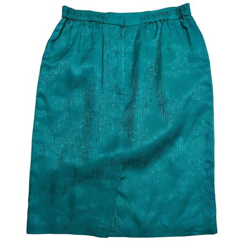 Adrianna Papell Vintage Silk Skirt Suit Set Sz 14 Teal Green/Blue Jacket & Skirt - Picture 11 of 13