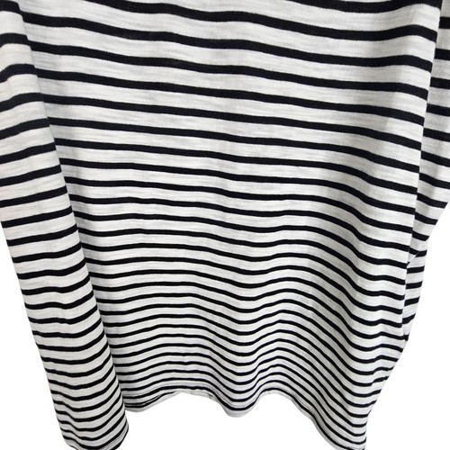 White House Black Market Top Striped T Shirt Scoop Neck T Shirt Women L Black - Picture 3 of 7