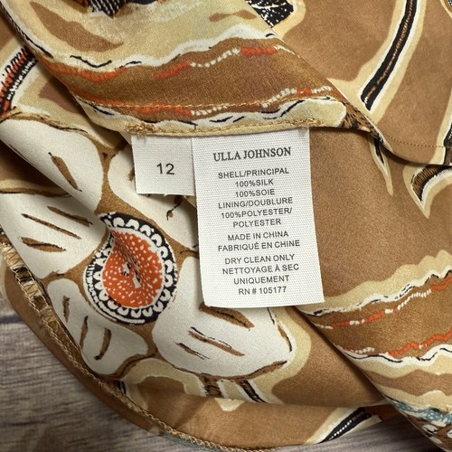 Ulla Johnson Kupfer Braun Elfenbein Blumen Mariam One Shoulder Seide Midikleid 12 - Bild 11 von 13