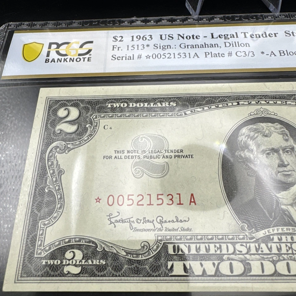 1963 $2 Legal Tender FR#1513* PCGS 65 Gem PPQ 2 Consecutive - Image 4 of 4