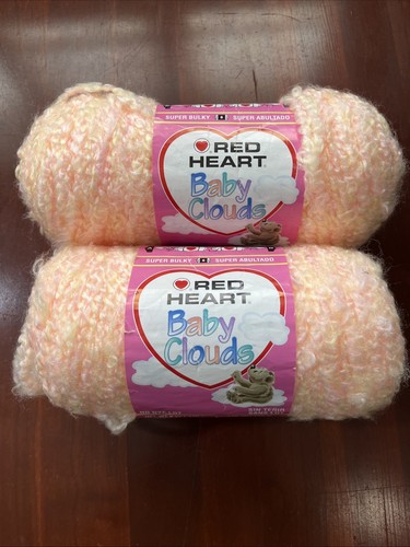 Red Heart Baby Clouds Yarn 2 Skeins 9322 Creamsickle 6oz New