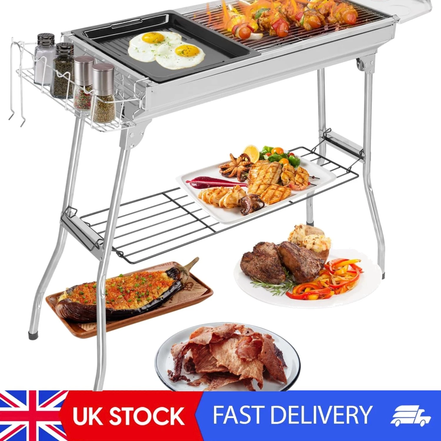 Lightweight Foldable BBQ Grill - Perfect Stainless Steel Charcoal Rack, 39"