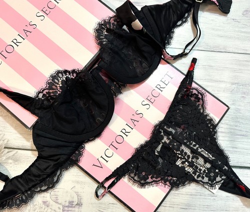 Victoria's Secret ATELIER Silk Lace Trim Lightly Lined Balconette Bra Set Roses - Picture 4 of 6