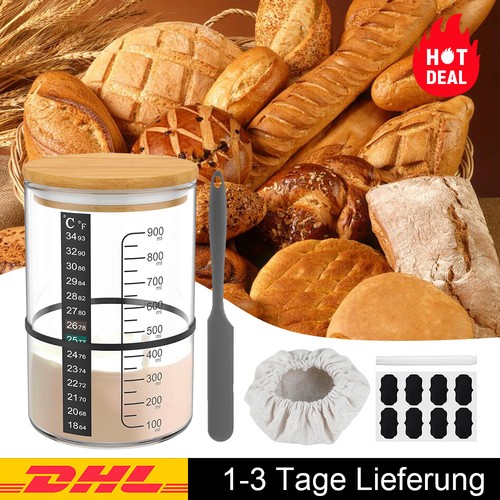Sauerteig Starter Set mit Holzdeckel und Stoffkappe Sauerteig Starterbehälter DE - Bild 12 von 17